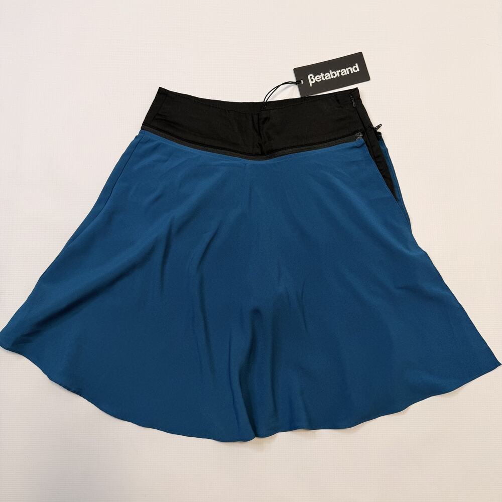 Betabrand Skort Womens XS Blue Flare Colorblock Zip Pocket Lined Activewear